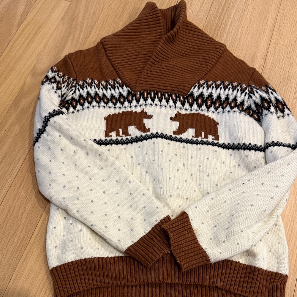 Janie and Jack Brown and Cream Turtleneck Sweater